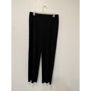 Exclusively Misook Pants Womens Black Acrylic Straight Leg Pull On Sz PS